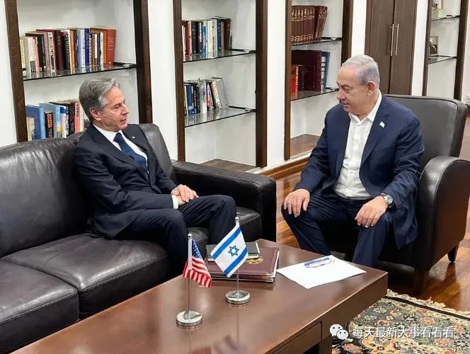 布林肯在特拉维夫与以色列总理内塔尼亚胡举行会晤